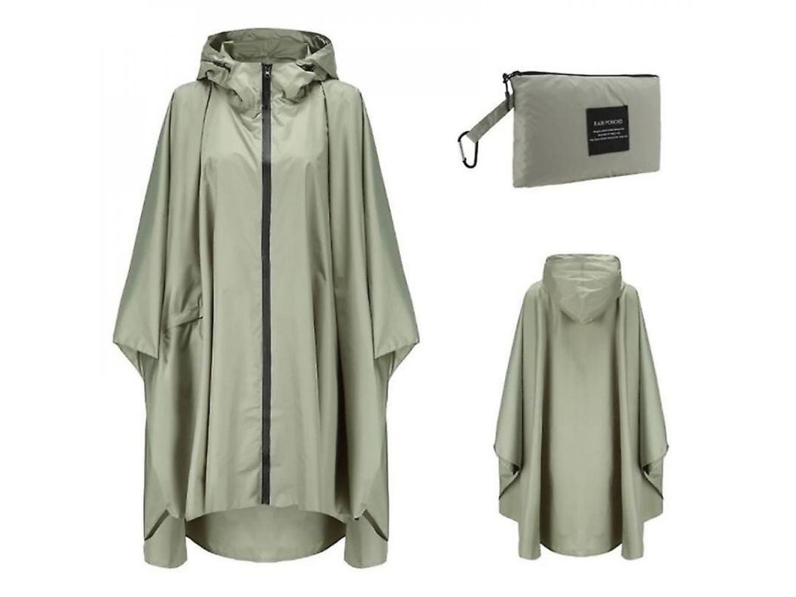 2026 impermeável Portátil para Adultos, Poncho Reutilizável com Capuz e Mangas Leve Impermeável Rum Verde