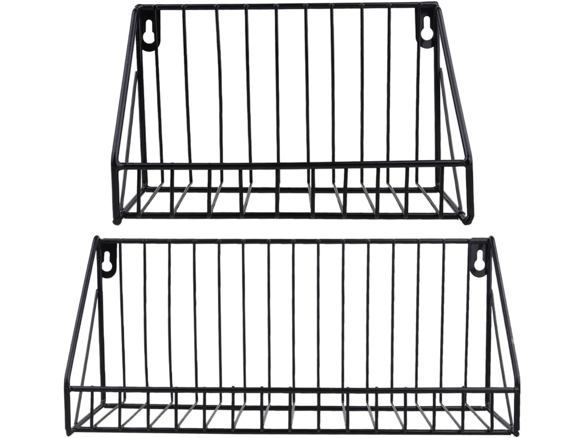 Conjunto De 2-prateleiras Parede Para Banheiro E Lavabo, Com Grande Capacidade E Sem Furos Na Parede Cesto De Ferro