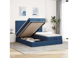 Vidaxl Estrutura De Cama Otomana Com Colchões 180x200cm Tecido Azul