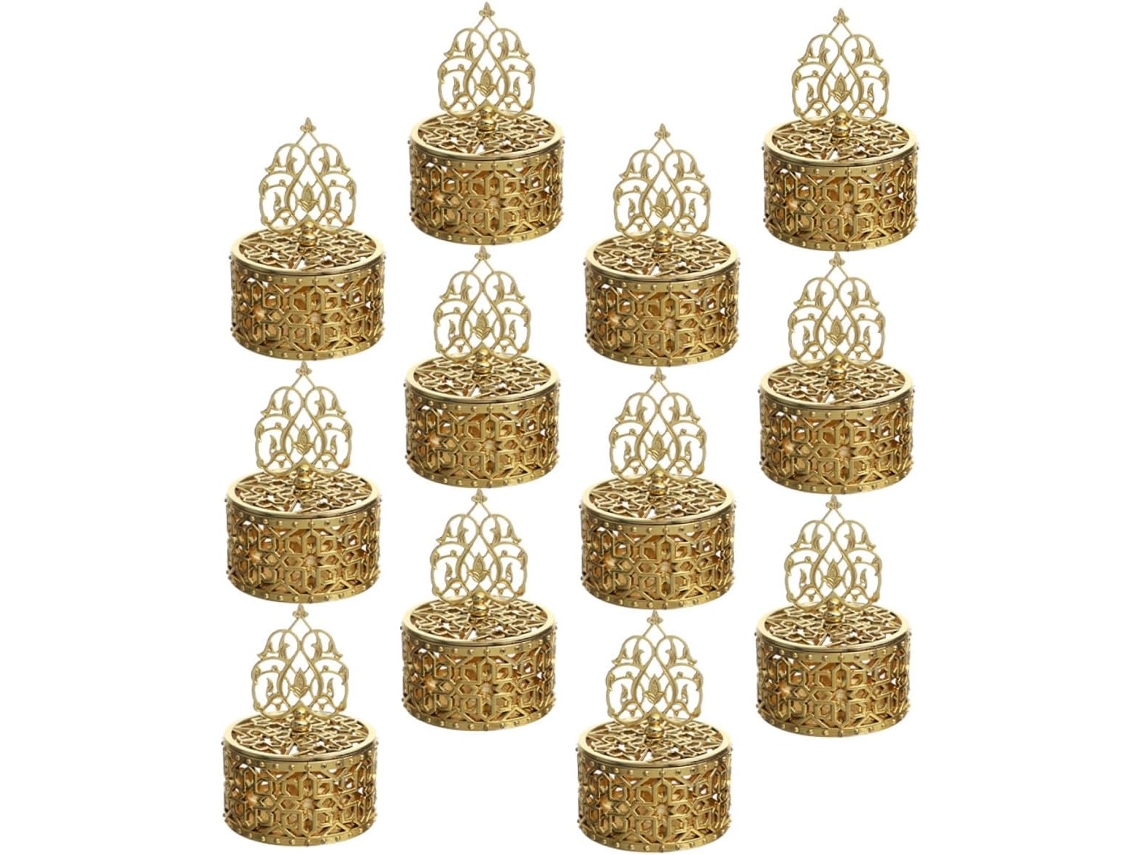 Conjunto De 12 Caixas Doces Douradas Para Casamento, Caixas Decorativas De Plástico Vazado Com Design, Tamanho Pequeno