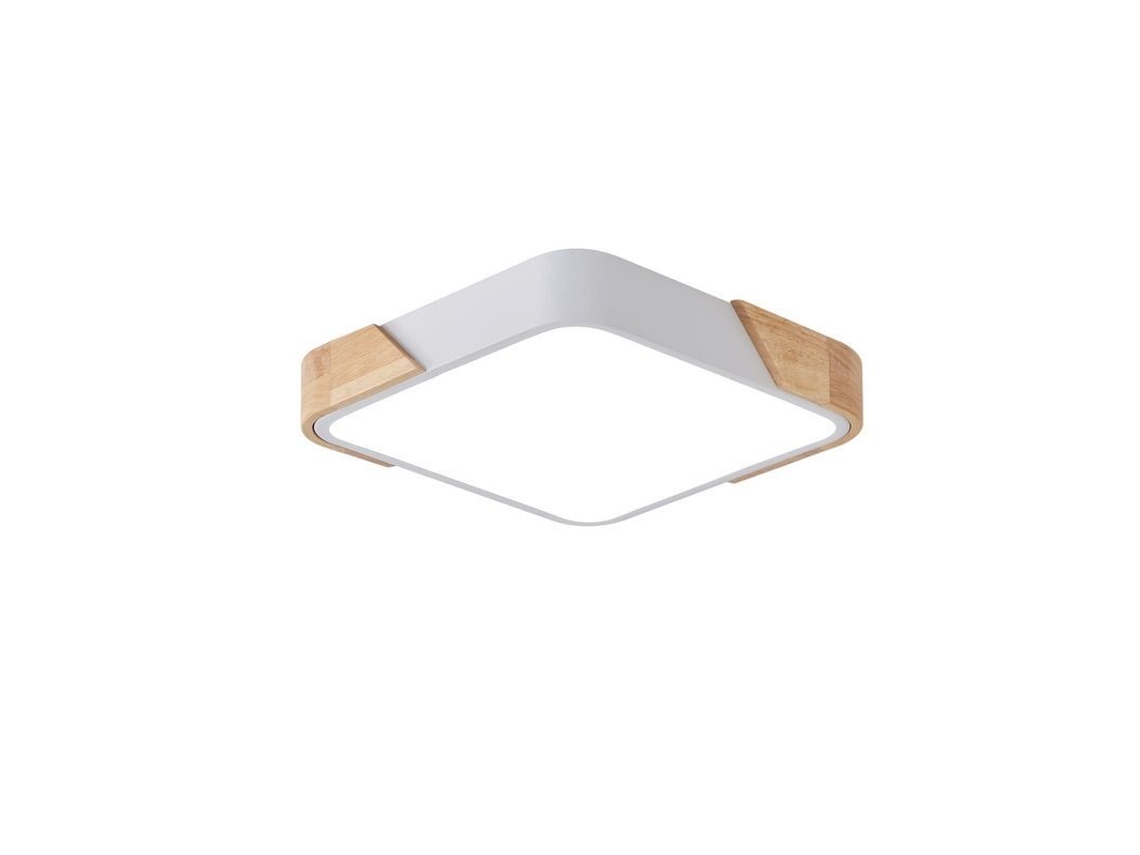 Lâmpada De Teto Led Moderna De Madeira Quadrada 30cm 24w Luz Natural 4000k Para Dormitório Cozinha Sala
