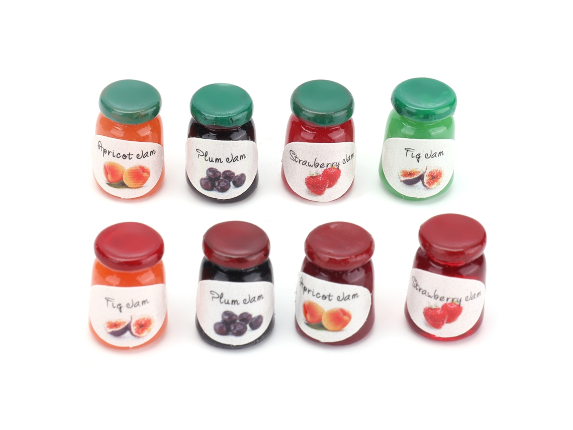 Walshlxq 8 Peças Mini Jams Modelos de Cena em Miniatura 1:12 Acessórios para Casa de Bonecas para Maiores de 3 Anos