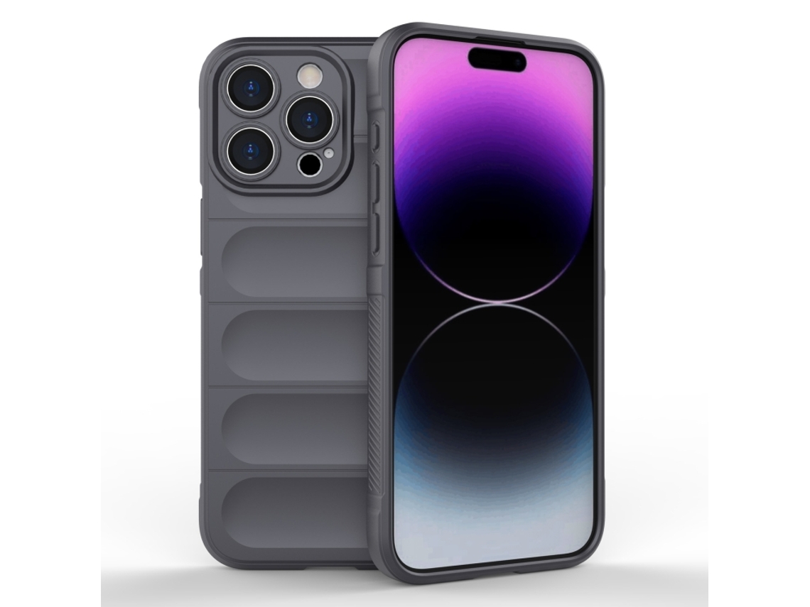 Capa Halinuia Para Iphone 15 Pro Max Magic Shield Tpu Cinzento Escuro (proteção Integral, Interior Em Flanela)