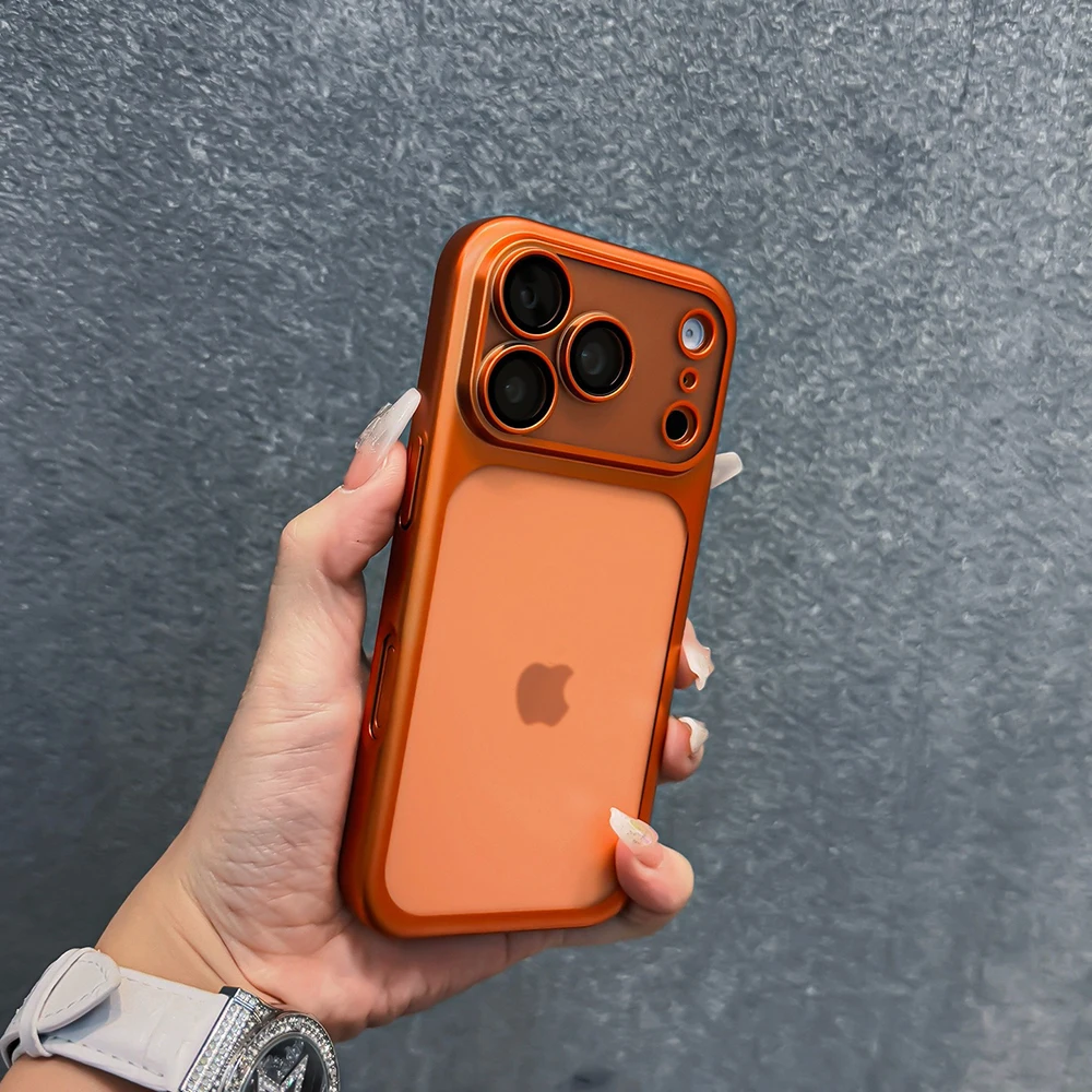 (laranja Iphone 17) Capa De Celular Luxuosa, Translúcida E Resistente A Impactos Para Iphone, Fabricada Com Processo De Galvanoplastia.