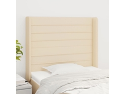 Vidaxl Cabeceira De Cama C/ Abas Tecido 103x16x118/128 Cm Creme