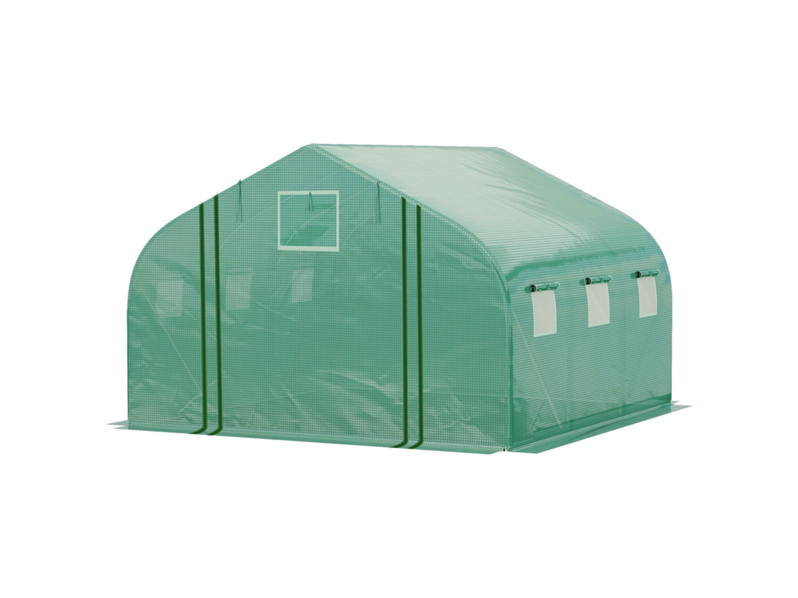 Estufa Em Verde Túnel Com Cobertura De Pe E Estrutura Aço. Porta Enrolável 6 Janelas. 3,5x3x2m.