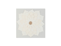 Impressão em Tela de Papel Machê com Flor 3d, Branca, 120x7x120cm ALEXANDRA HOUSE LIVING