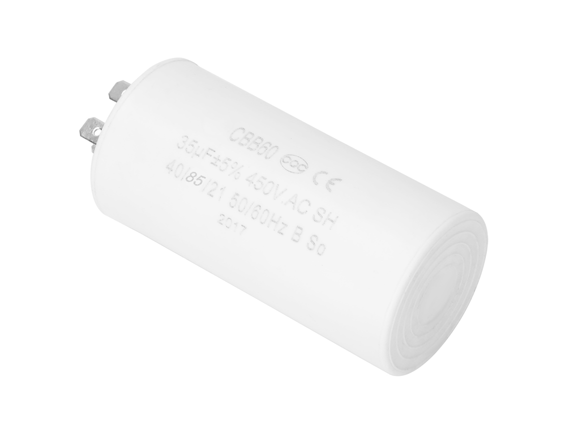 Capacitor de partida/funcionamento de motor CBB60 ecológico de 4 pinos 450 V 35 µF ESR 0,2 para eletrodomésticos