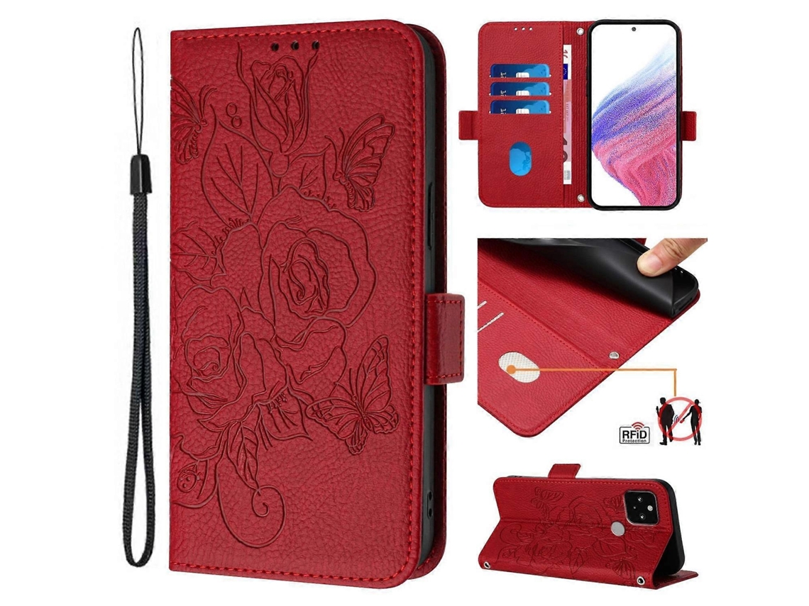 Rfid Leather Case For Google Pixel 5red