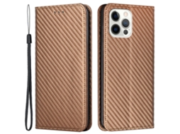 Capa Textura Fibra Para Iphone 15 Pro Max Castanho