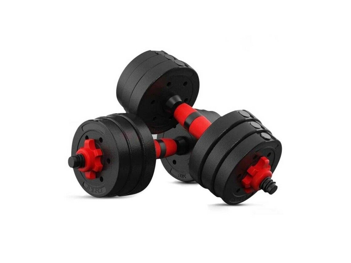 Halteres Disco Pesos 10Kg + 10Kg 20Kg Total Fitness Musculação Ginásio Pesos Plásticos EM