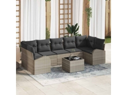 Vidaxl Conjunto De Sofá De Jardim 8 Unid. Cinzento-claro Vime Pe