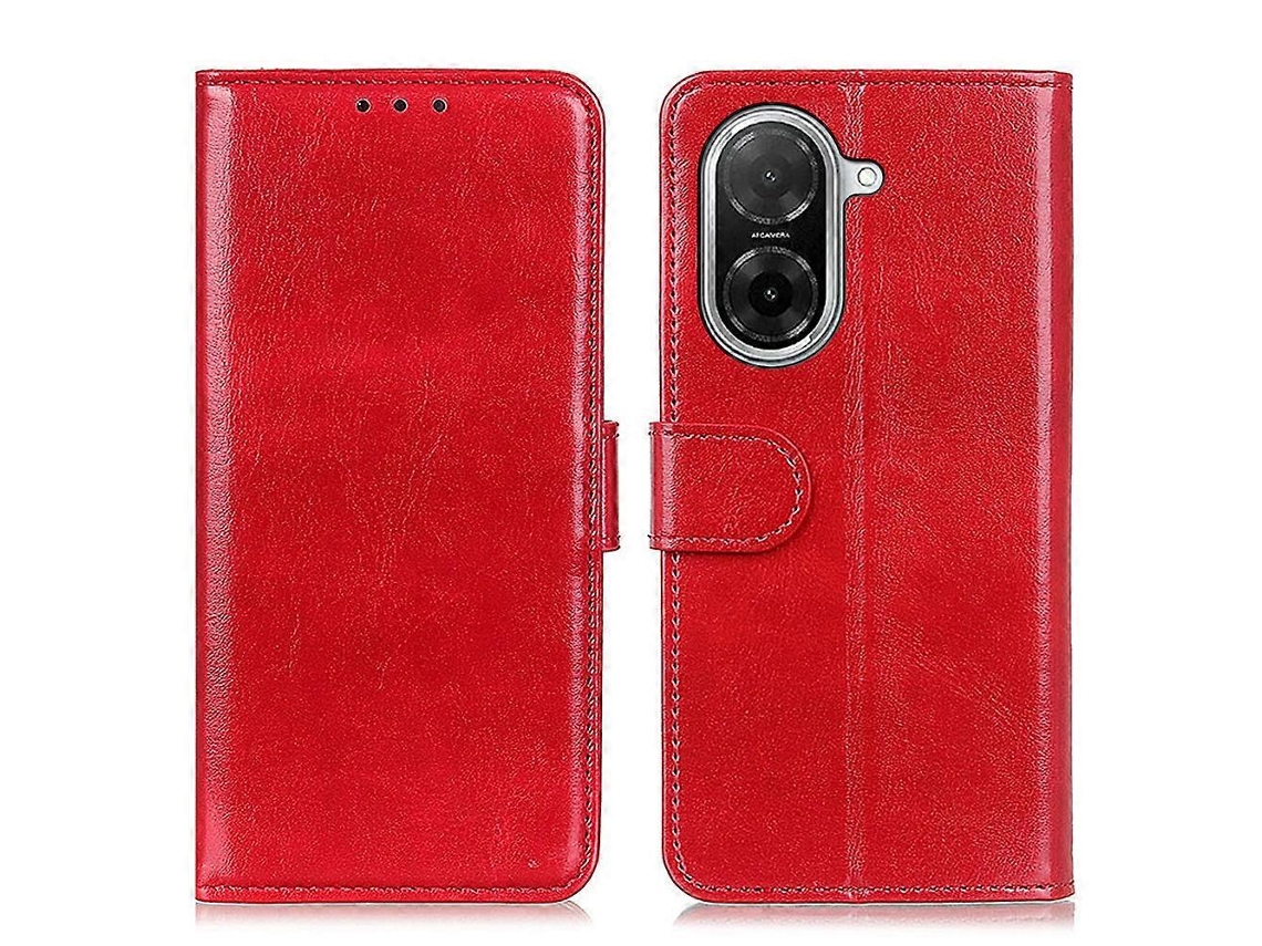 Capa Tkdaddy Para Xiaomi Redmi A5 4g (171,7 Mm) / Poco C71 4g Com Textura Crazy Horse Em Couro Pu E Suporte Para Celular, Vermelha