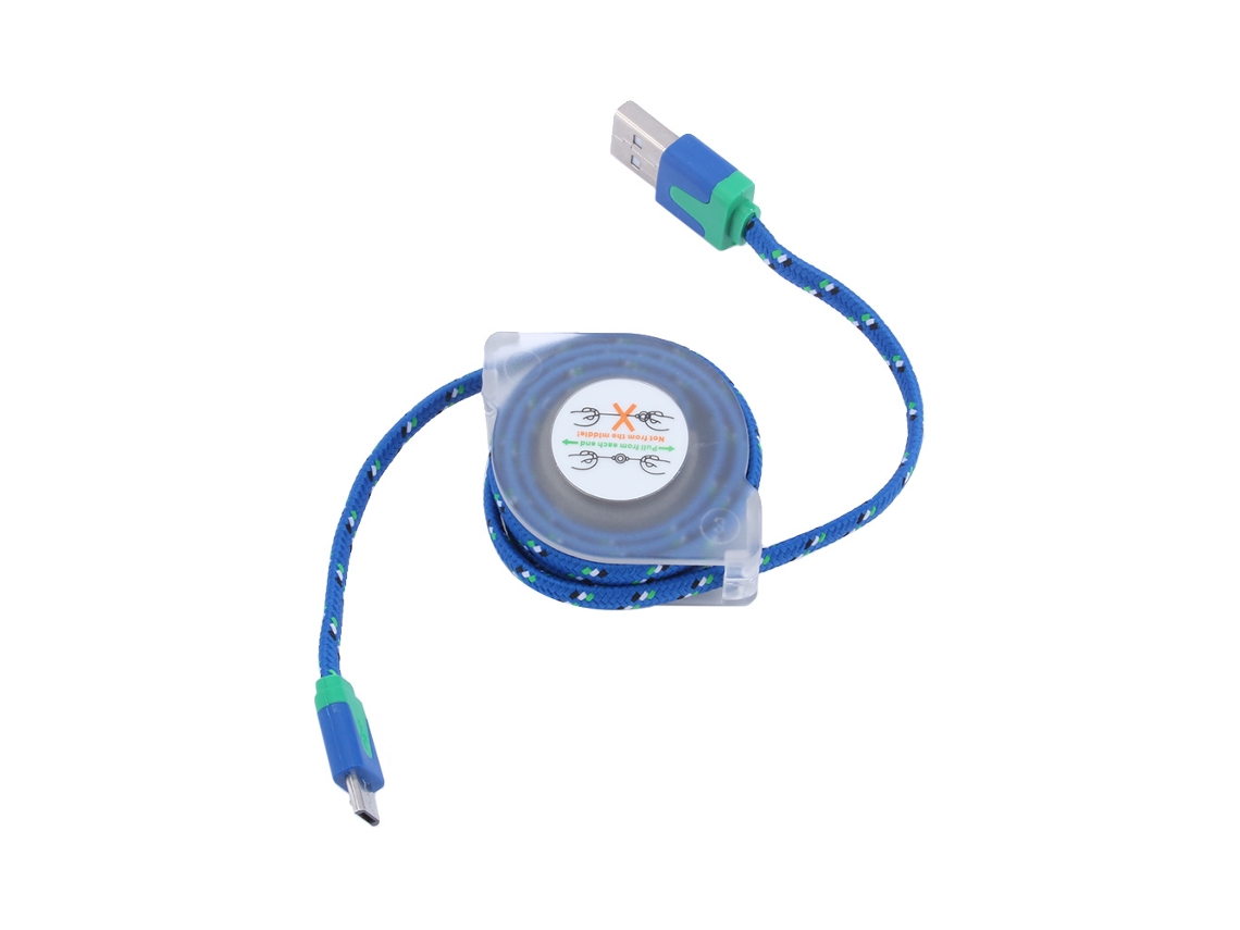 Cabo de dados retrátil de nylon, USB EOOCOO