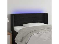 Vidaxl Cabeceira De Cama C/ Luzes Led Veludo 103x16x78/88 Cm Preto
