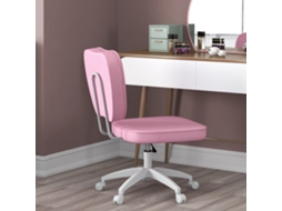 Cadeira De Escritório Sem Braços, Ajuste Em Altura, Giro 360°, 46x59x82-92 Cm, Rosa