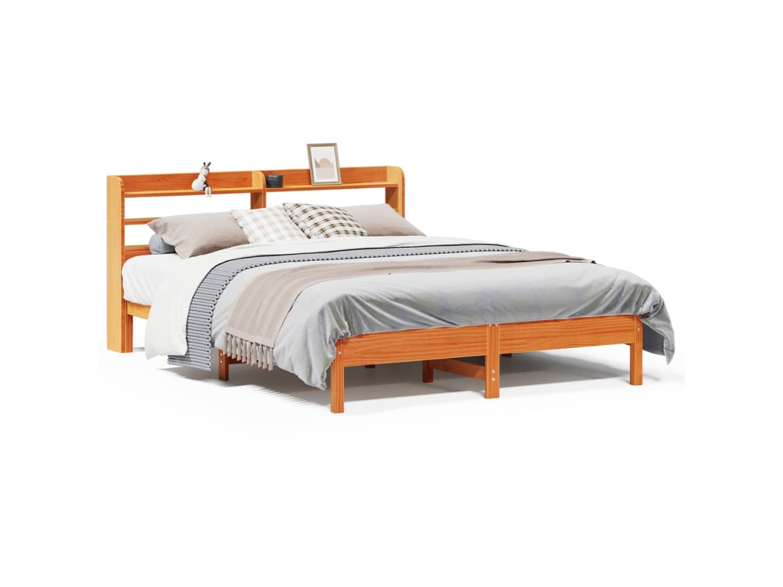 Cama Sem Colchão 150x200 cm Madeira Pinho Maciça Castanho mel MAISON EXCLUSIVE