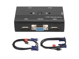 Aetheria switch Kvm Vga Usb 2 Portátil para Compartilhar Monitor Teclado Mouse Entre 2 Pcs com Cabos Incluídos
