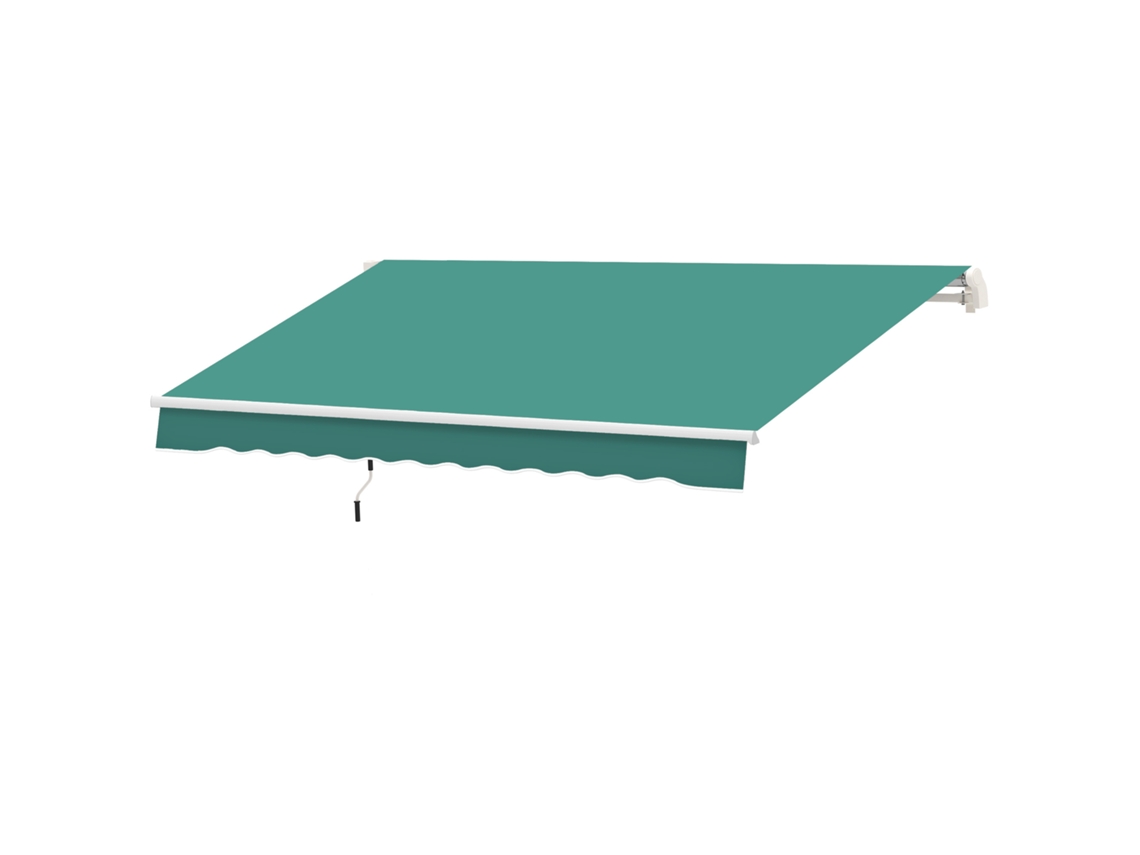 Toldo de Parede Articulado Alumínio resistente com manivela, cobertura poliéster 295x245 Cm, verde S/MARCA