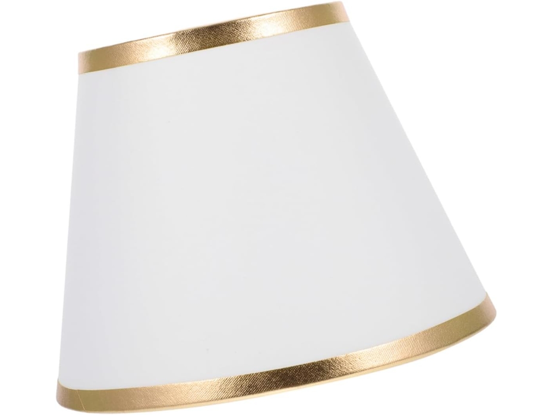 Abajur De Tecido Branco Com Detalhes Dourados, Leve, Para Lâmpada De Mesa E14.