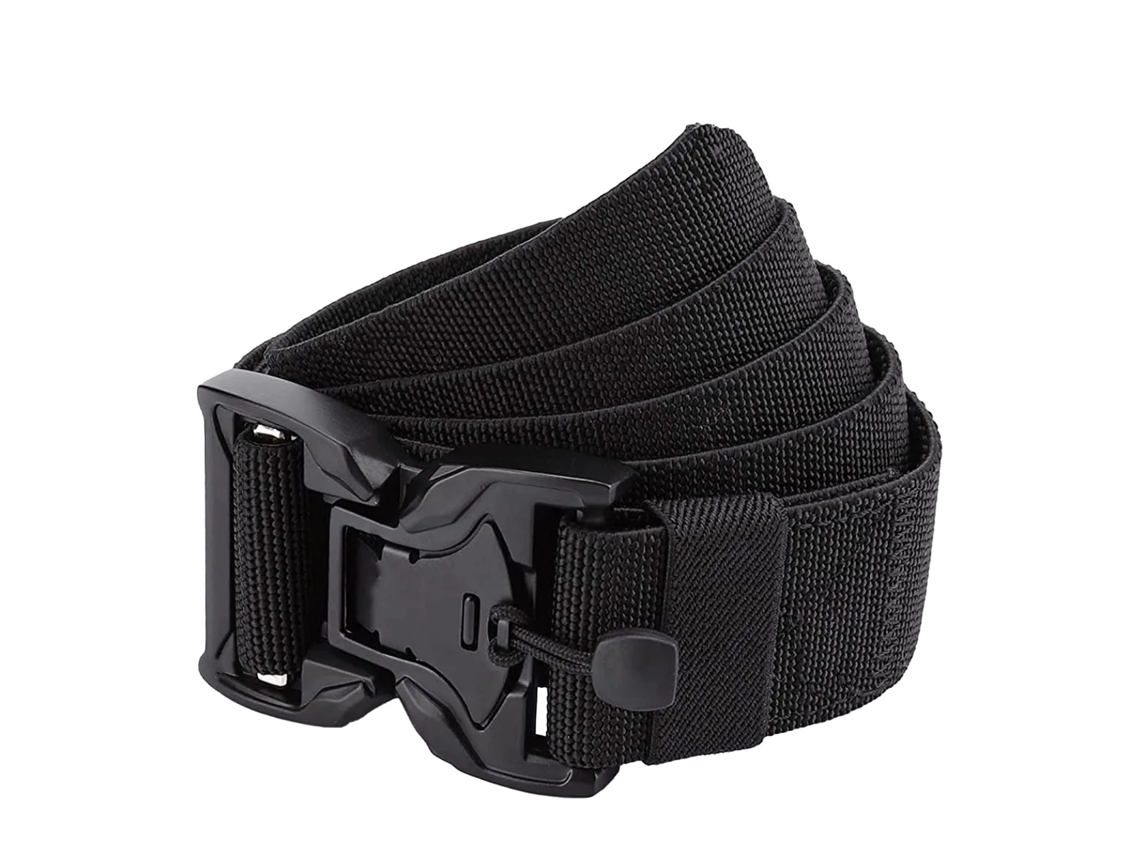 Cinto militar de nylon com fivela de liga ajustável para caça e treinamento preto