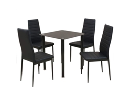 Vidaxl Conjunto 5 Pcs De Mesa De Jantar E Cadeiras Preto