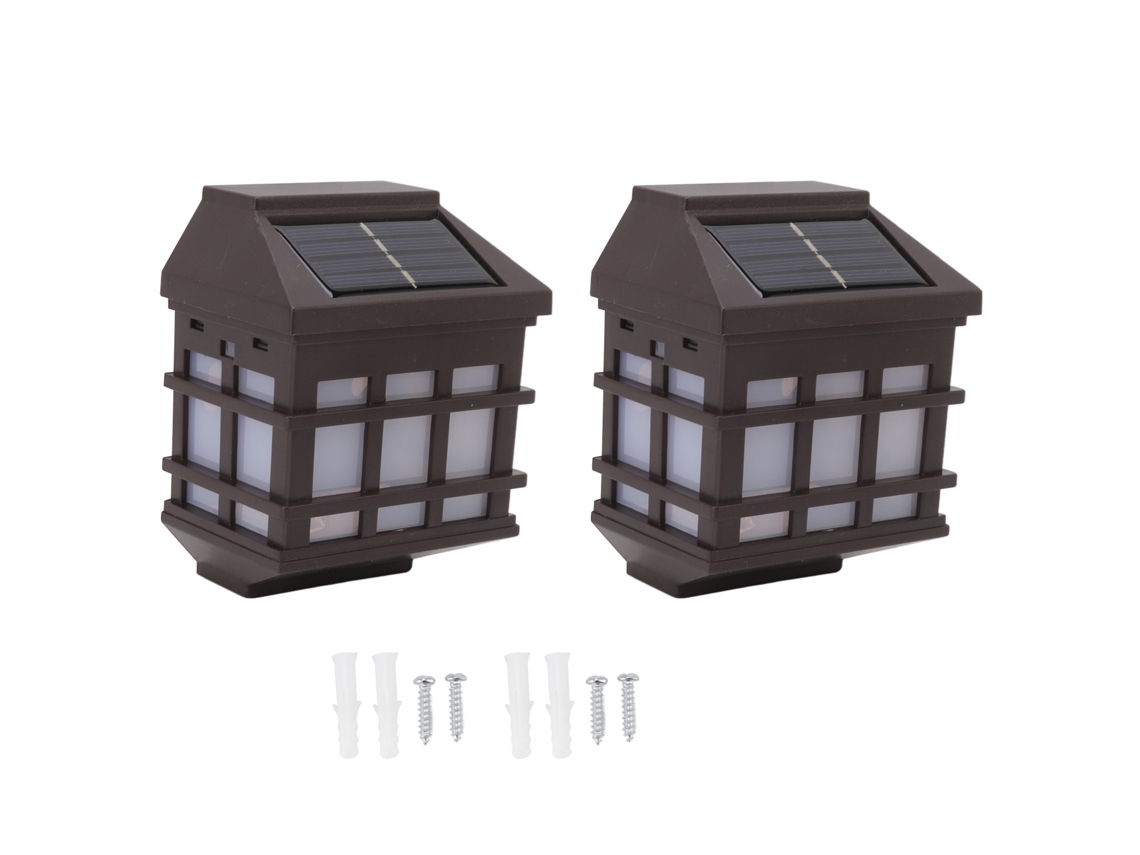 2 Pcs Luz de Parede Solar IP65 Decorativa