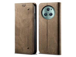 Capa Para Celular For Honor Magic5 Em Couro Com Textura Jeans