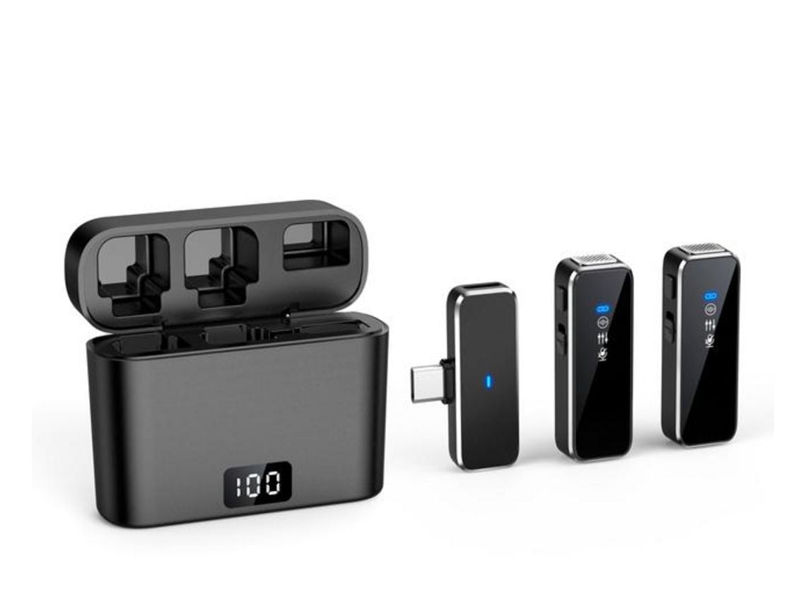 Microfone De Lapela Sem Fios Com Ecrã Lcd E Estojo De Carregamento Mini Microfone De Lapela Sem Fios Com Redução De Ruído Em Tempo Real Stelasplen