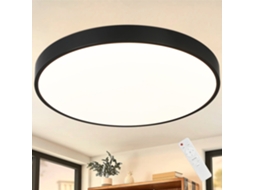 ZMH Luminária de teto LED preta IP44 redonda 37 cm com intensidade de luz ajustável