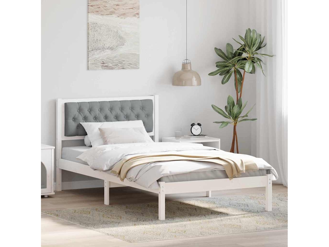 Vidaxl Estrutura Da Cama Com Cabeceira Cinzento-claro 100 X 200 Cm
