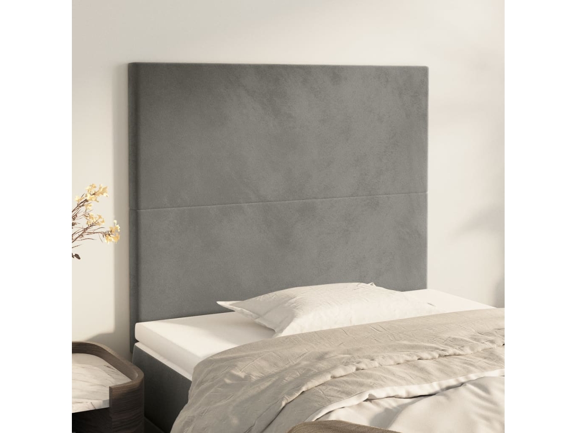 Vidaxl Cabeceira Cinza Claro 80x5x118/128 Cm Veludo