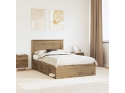 Vidaxl Estrutura Da Cama Com Cabeceira Carvalho Artesanal 120 X 190 Cm