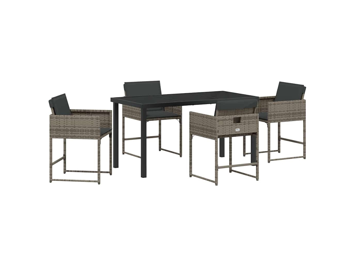 Conjunto 5 De Jantar Para Jardim Vidaxl Cinzento Vime Pe