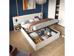 Conjunto Quarto 160x200 Veludo Bege com Arrumação