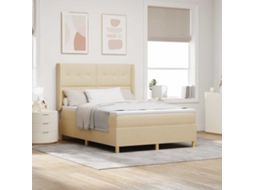 Vidaxl Cama Box Com Cabeceira Creme 160 X 200 Cm Tecido