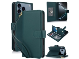 Capa Carteira De Couro Para Iphone 17 Pro Max - Com Rfid - Para Vários Cartões