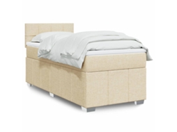 Vidaxl Cama Com Molas/colchão 90x200 Cm Tecido Cor Crème