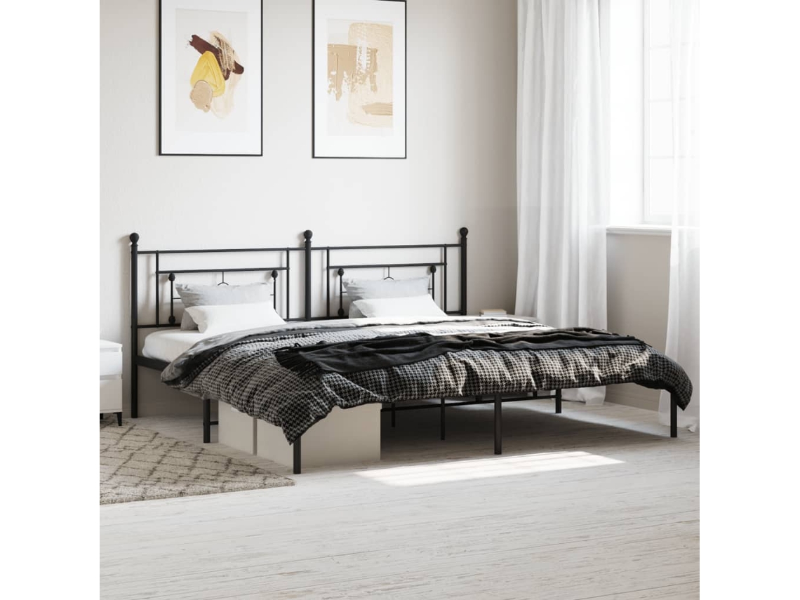 Vidaxl Estrutura De Cama Com Cabeceira 200x200 Cm Metal Preto