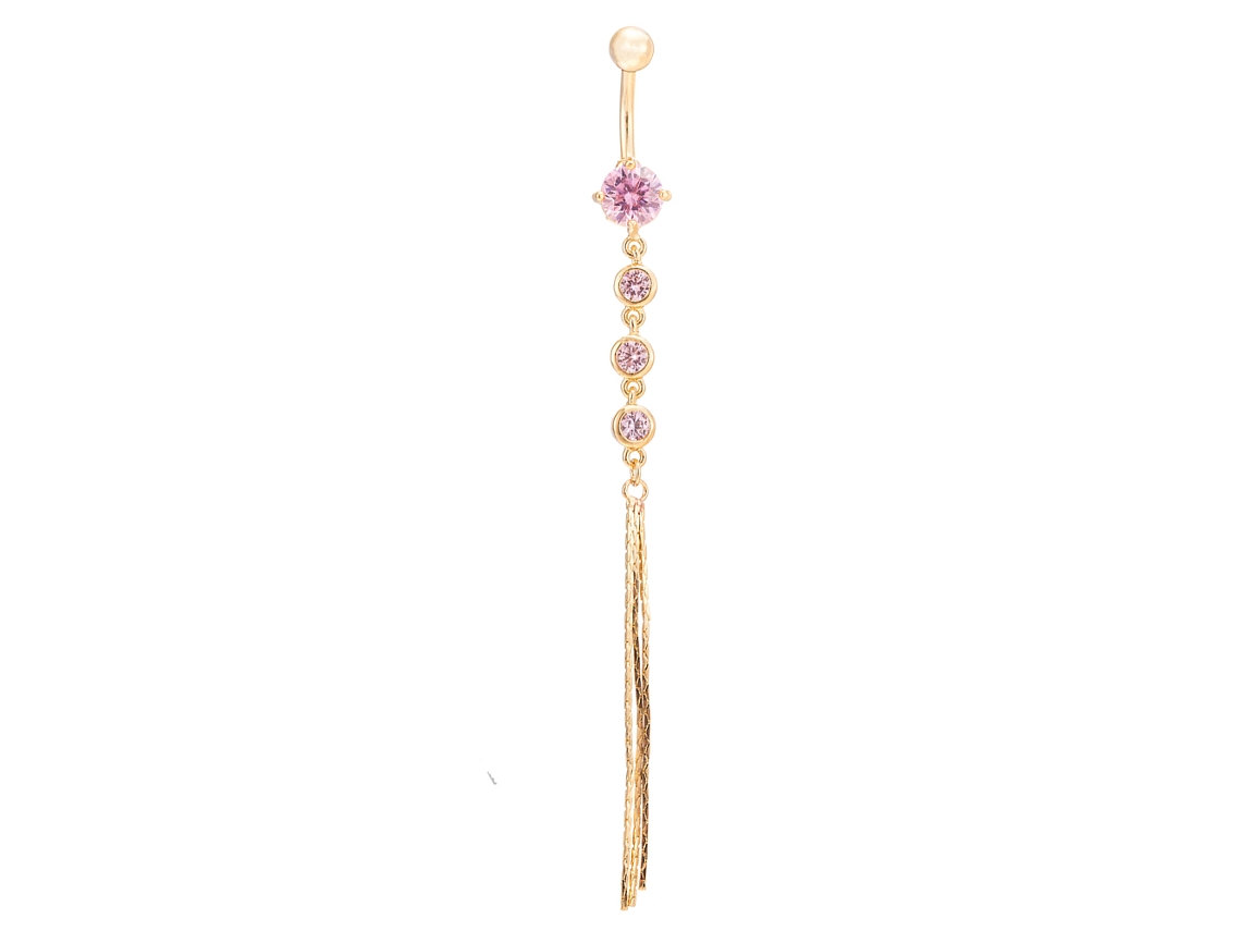 Anel De Bumbum Pendente Rosa Com Strass Anti-alergia Moda