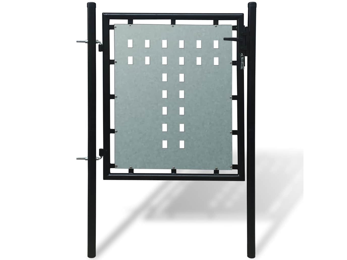 Vidaxl Portão De Cerca De Porta Única Preto 100x75 Cm