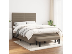 Vidaxl Cama Com Molas/colchão 140x200 Cm Tecido Castanho-acinzentado