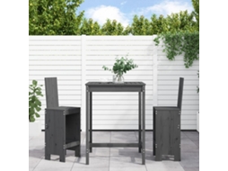 Conjunto Bar 3 Peças Para Jardim Pinho Maciço Cinzento Dkd Home Decor
