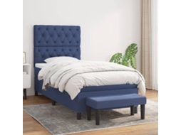 Vidaxl Cama Com Molas/colchão 80x200 Cm Tecido Azul