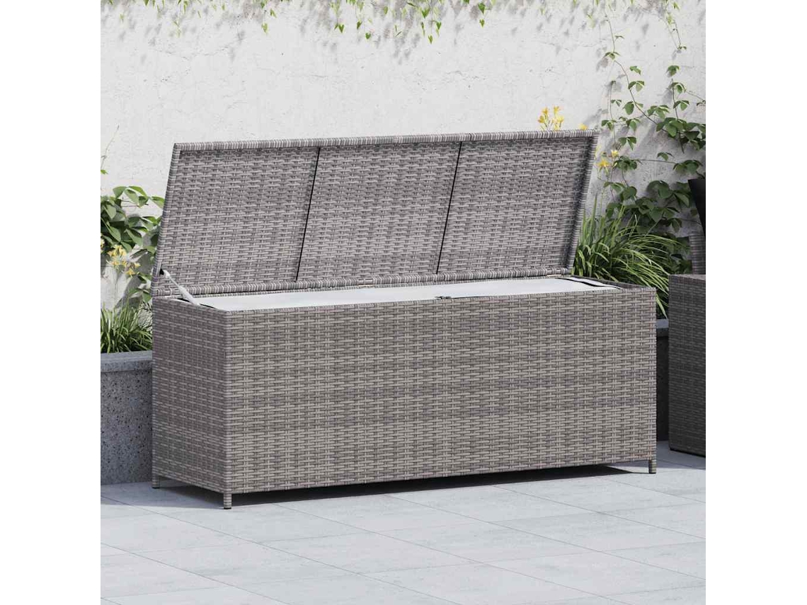 Vidaxl Caixa De Arrumação Para Jardim 150x50x60 Cm Vime Pe Cinzento