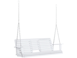 Baloiço de 3 Lugares com Mesa Central e Suporte para Copos, Madeira e Metal 150x75x53 cm Branco | S/MARCA