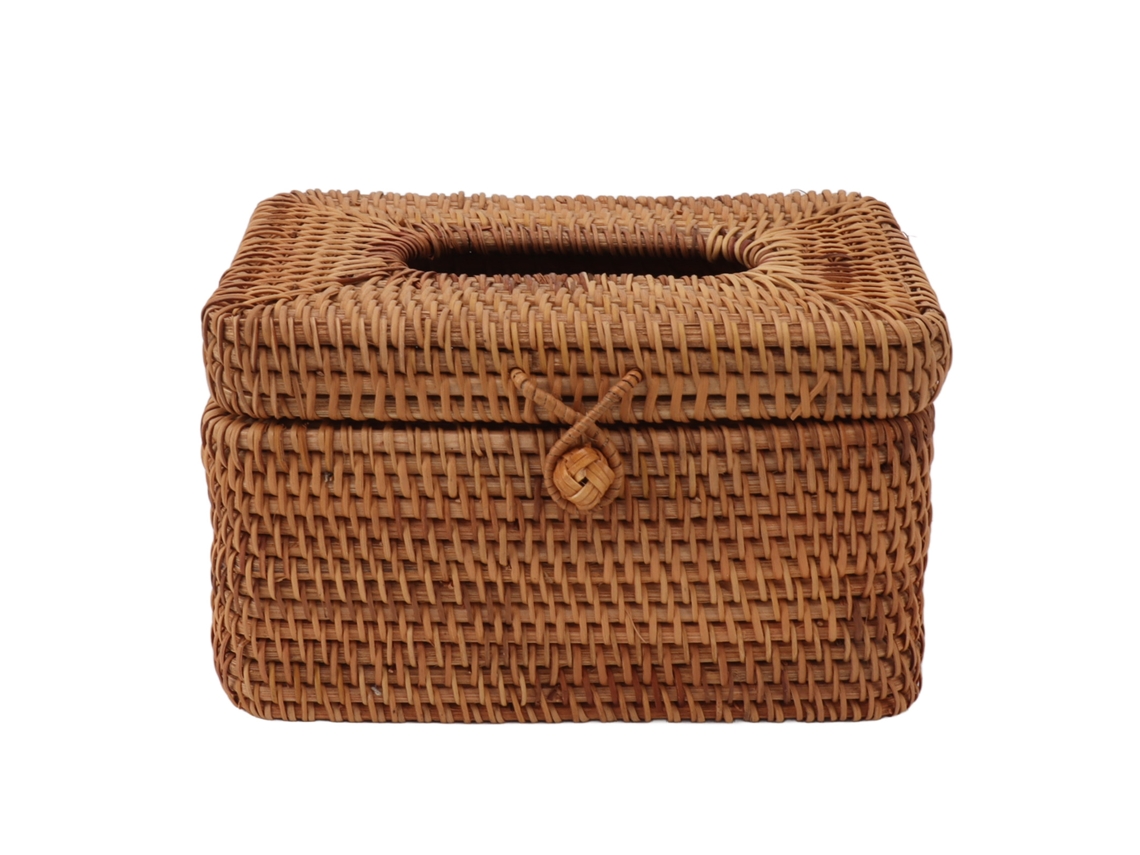 Capa retangular de caixa de papel higiênico em rattan tecido para banheiro, quarto, sala e carro em S/MARCA