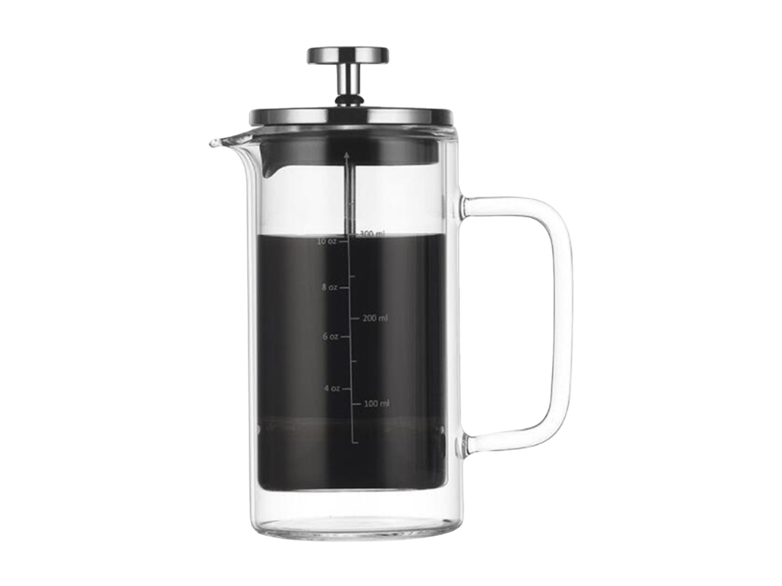Cafeteira Francesa De Parede Dupla 283 Ml (10 Oz) Em Vidro Borossilicato Resistente Ao Calor Com Filtro Aço Inoxidável Alta Densidade.