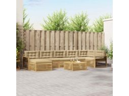Vidaxl Conjunto De Sofás Para Exterior 8 Unid. Branco E Bege