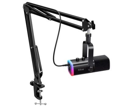 Microfone Suporte Fifine Am8w Dinâmico Xlr/usb Rgb Com Conector Para Fone De Ouvido Para Podcast E Streaming Ps4/ps5/pc